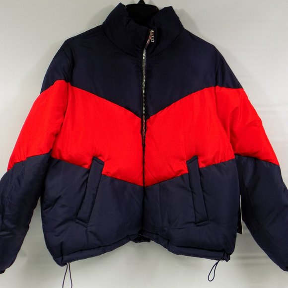 Ci Sono Jackets & Blazers - Ci Sono Womens Zip Front Puffer Coat 2-Tone Blue/Red NWT Multiple Sizes Avail